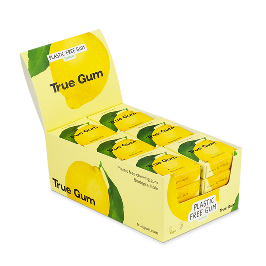 True Gum Plastic-free chewing gum - Lemon Pack of 24