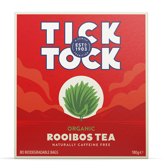 Tick Tock Organic Rooibos Tea 80 Biodegradable Bags, 180g Pack of 4