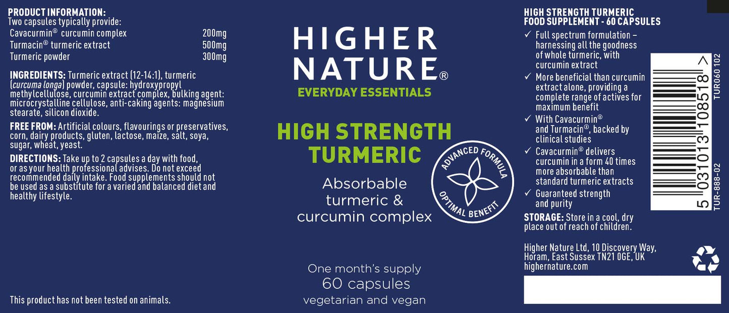 Higher Nature High Strength Turmeric 60 Capsules