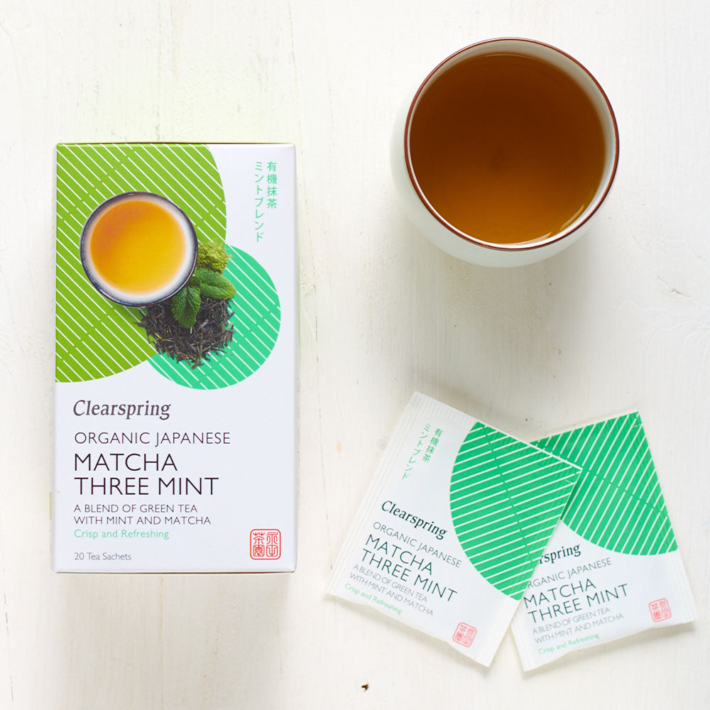 Clearspring Organic Japanese Matcha Three Mint 20 Teabags Pack of 4