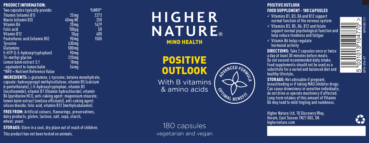 Higher Nature Positive Outlook 90 Vegetarian Capsules