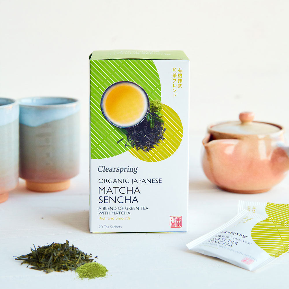 Clearspring Organic Japanese Matcha Sencha 20 Tea Sachets Teabags Pack of 4