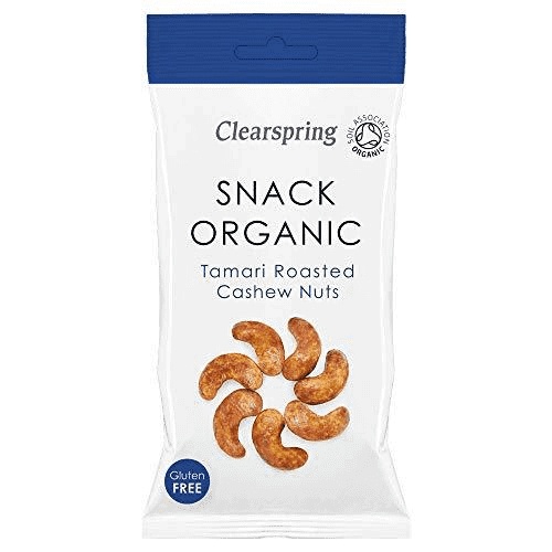 Clearspring Snack Organic Tamari Roasted Cashew Nuts Pack of 6