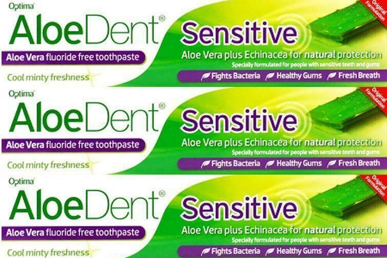 Aloe Dent Aloe Vera Sensitive Fluoride FreeToothpaste 100ml 3 Pack