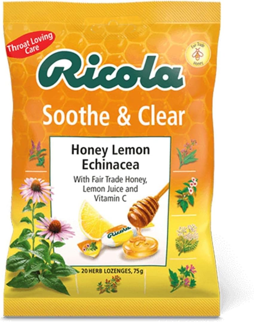 Ricola Soothe & Clear Honey Lemon Echinacea 75g (Pack of 4)