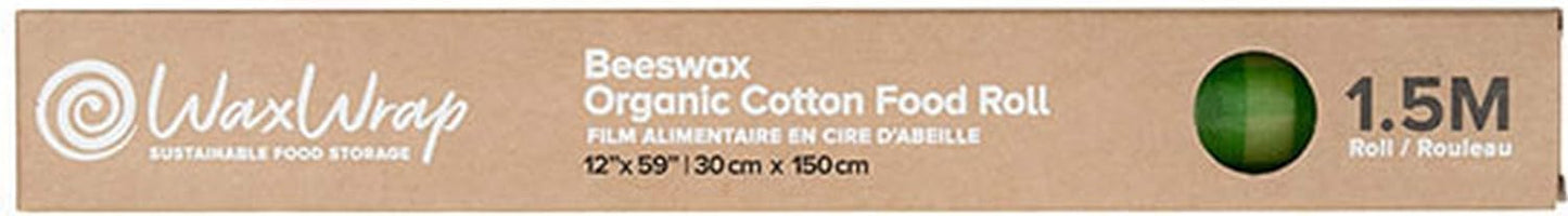 WaxWrap Beeswax Organic Cotton Food Roll - 1.5m Reusable Plastic Free