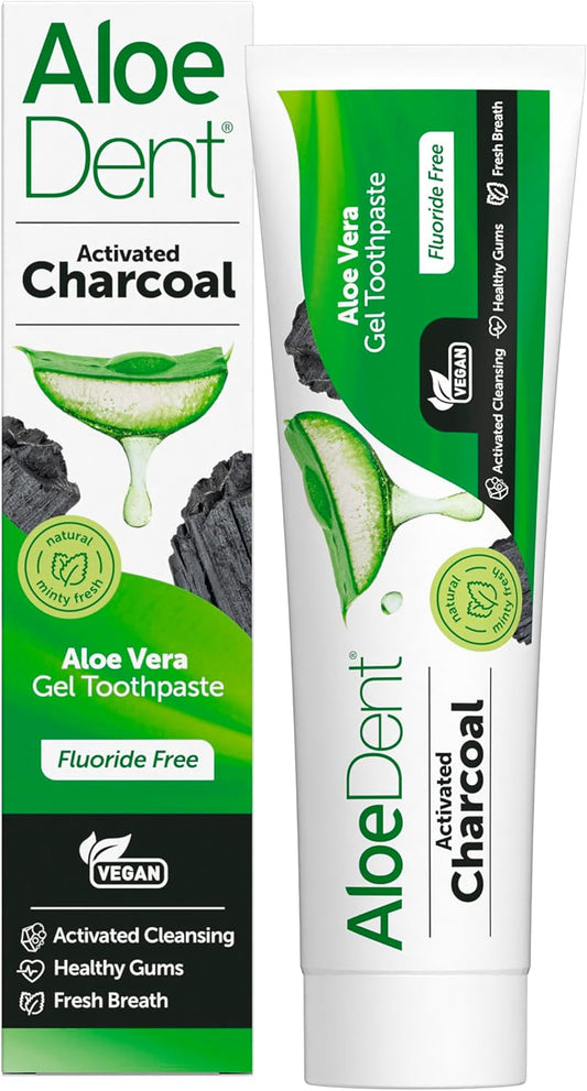 Aloe Dent Charcoal Toothpaste Flouride Free - 100 ml x 6