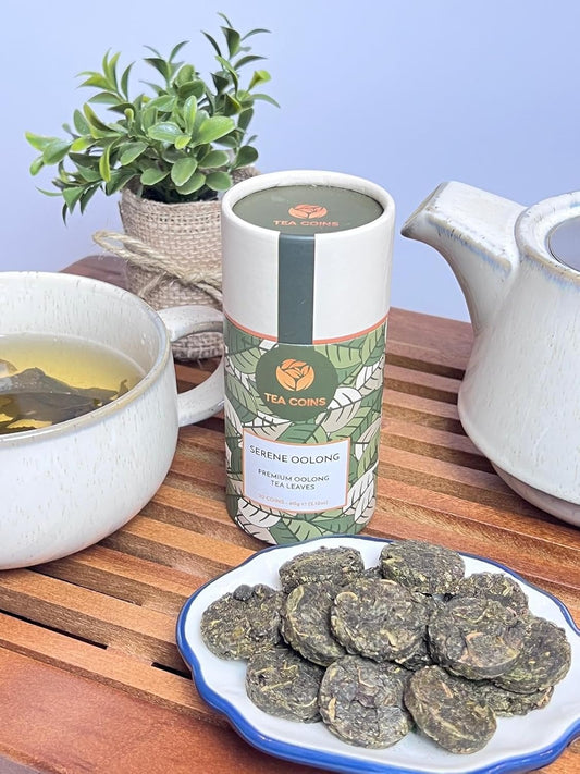 Tea coins Serene Oolong Calming Compressed tea leaves – 60g  (20 Tea Coins)