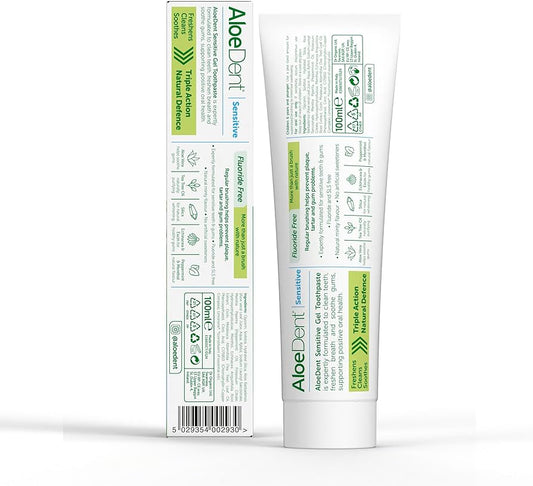 Aloe Dent Aloe Vera Sensitive Fluoride FreeToothpaste 100ml 3 Pack