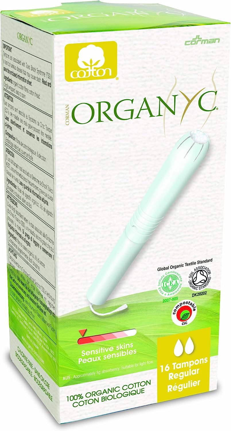 Organyc Organic Cotton Tampons with Applicator - Regular -16 per Pack