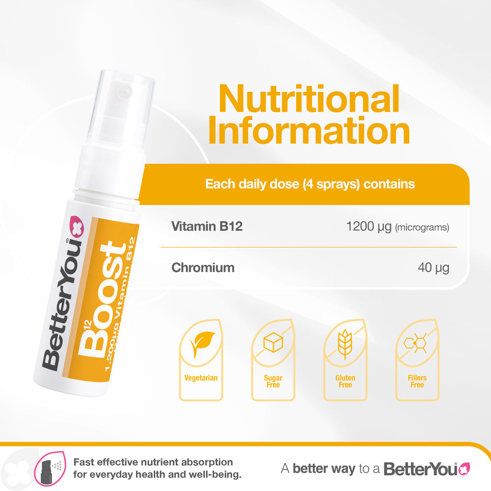 BetterYou Boost B12 Daily Oral Energy Spray Vegan (Pack of 6)