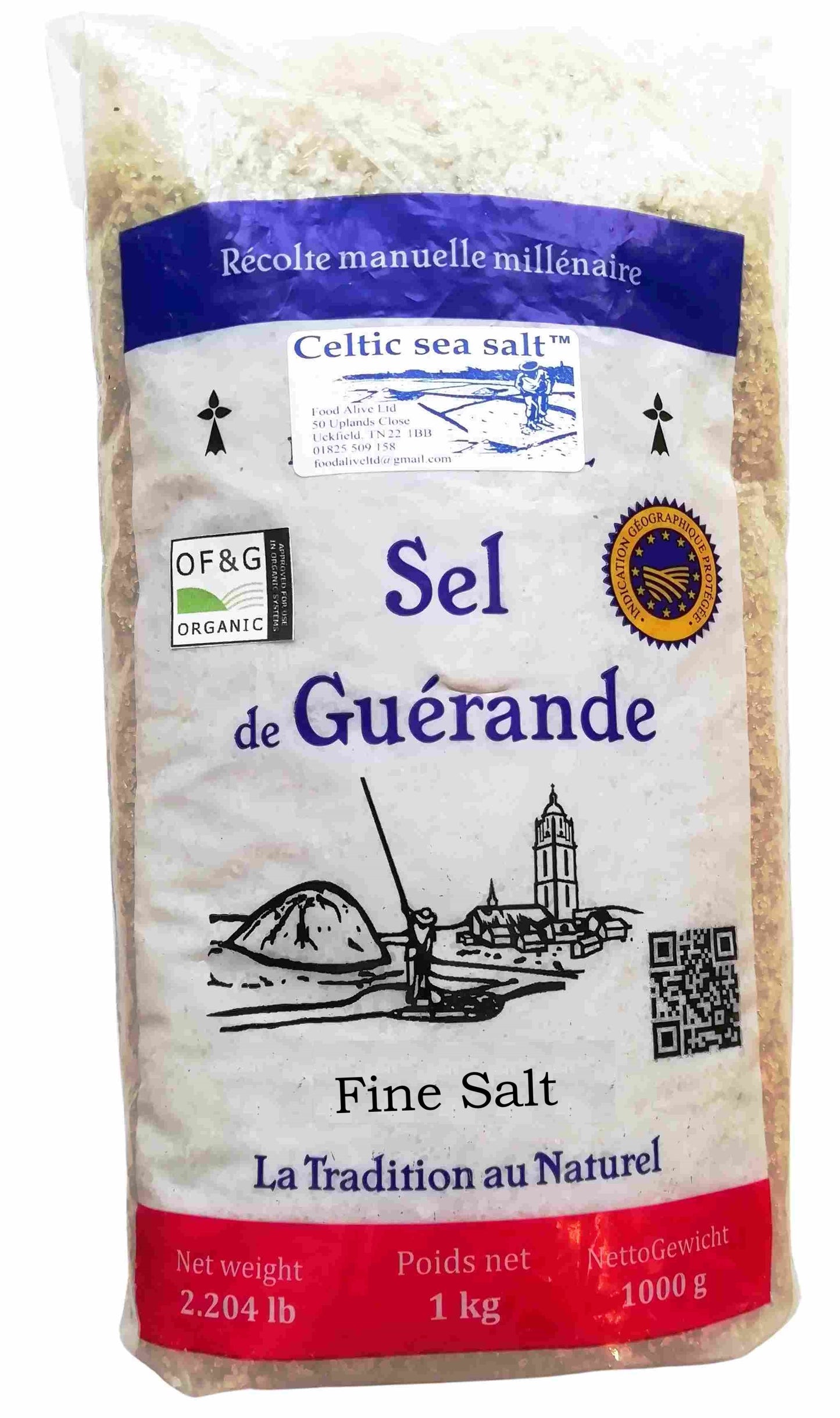 Sel De Guerande Celtic sea salt 1 Kg Fine NEW ECO PACKAGING