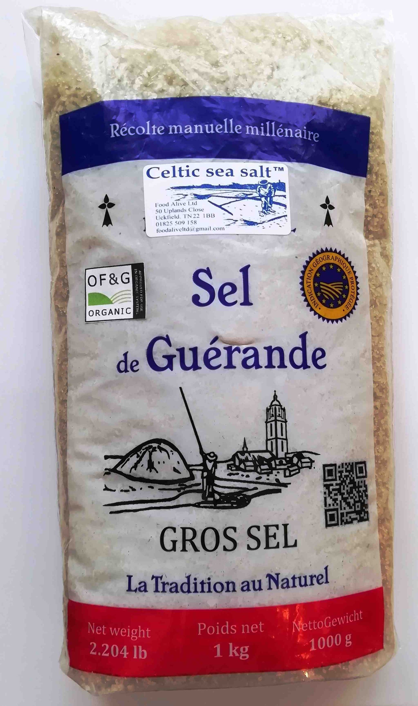 Sel De Guerande Celtic sea salt 1 Kg Coarse NEW ECO PACKAGING