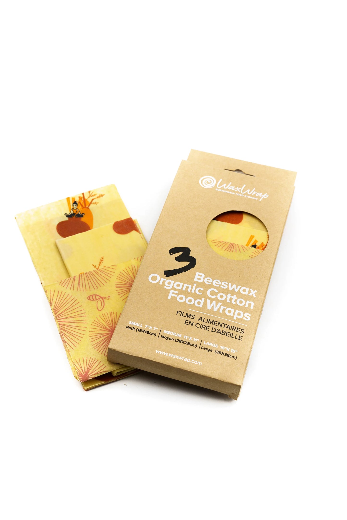 WaxWrap - Beeswax Organic Cotton Food Wraps - Set of 3 Reusable Wraps