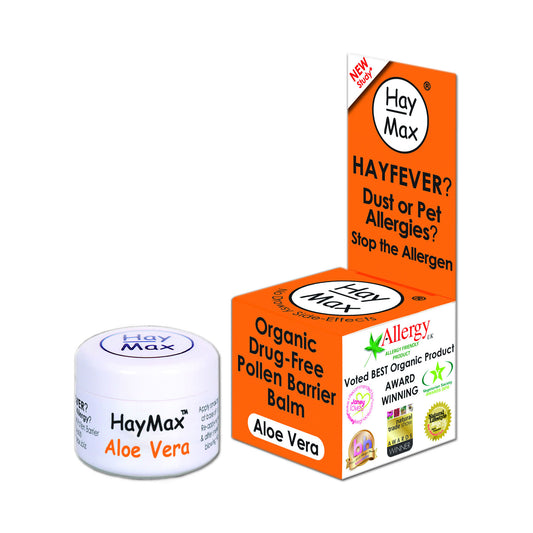 HayMax Aloe Vera Organic Drug Free Pollen Barrier Balm 5ml BBE 03/24
