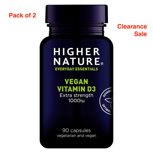 Higher Nature Vegan Vitamin D3 1000iu 90 Capsules Pack of 2 **CLEARANCE SALE**