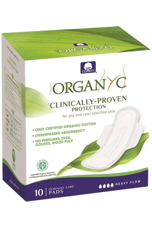 Organyc Organic Cotton Period Pads Night Folded Heavy Flow Pack of 10