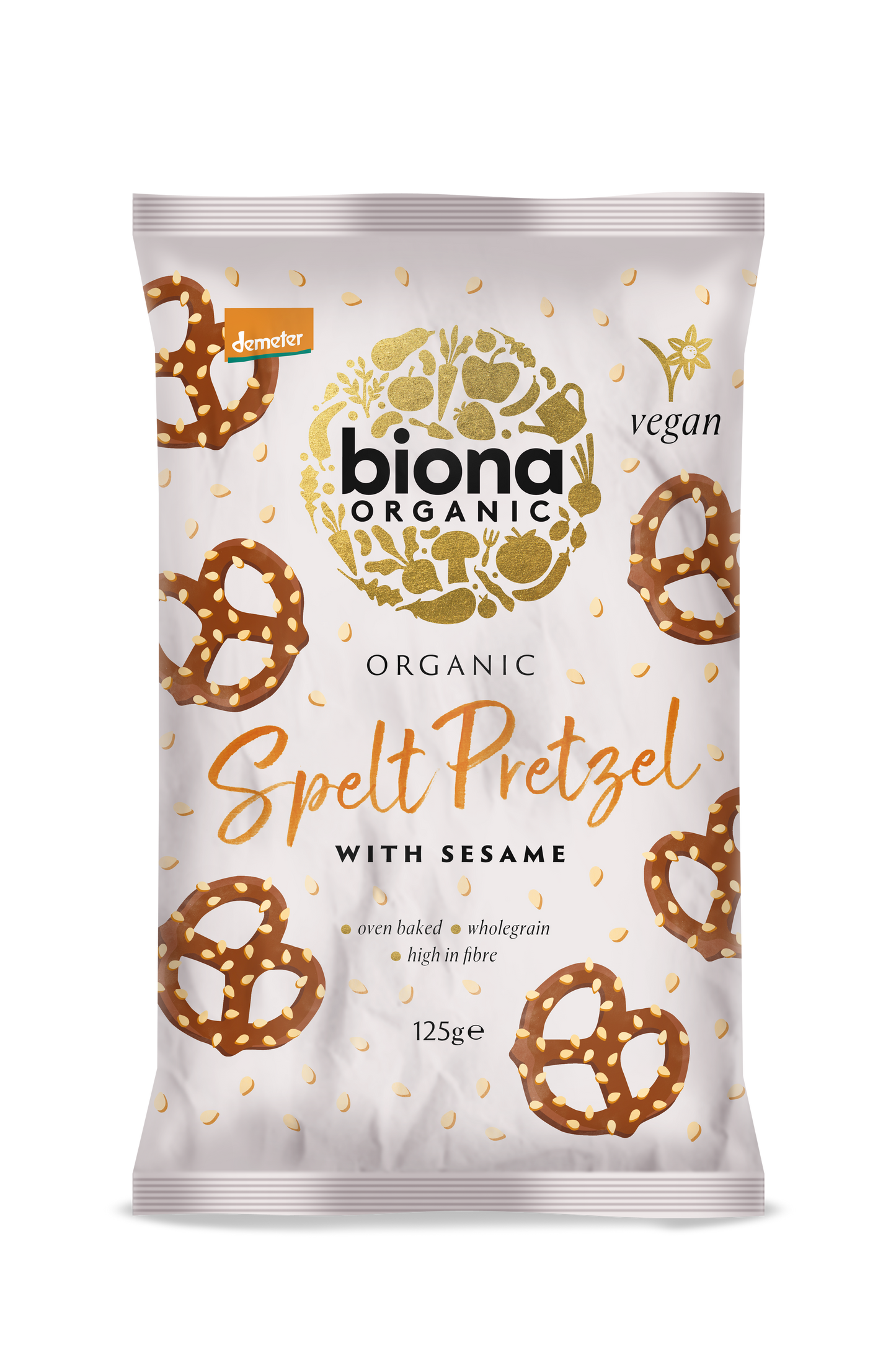 Biona Organic Spelt Pretzels with Sesame 125g Pack of 6