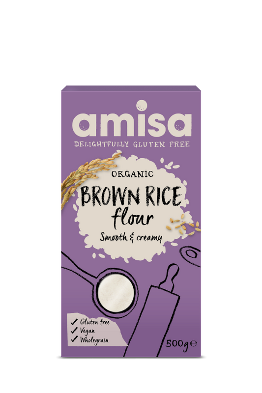 Amisa Organic Gluten Free Brown Rice Flour 500g (Fine milled) Pack of 4