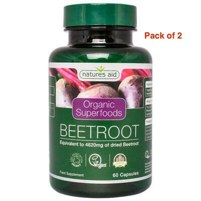 Natures Aid Organic Beetroot Extact 60 Vegan Capsules PACK OF 2 = 120 Capsules