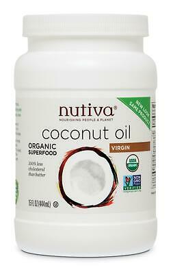 Nutiva Organic Extra Virgin Coconut Oil 444ml Unrefined Cold-pressed Coconut Oil