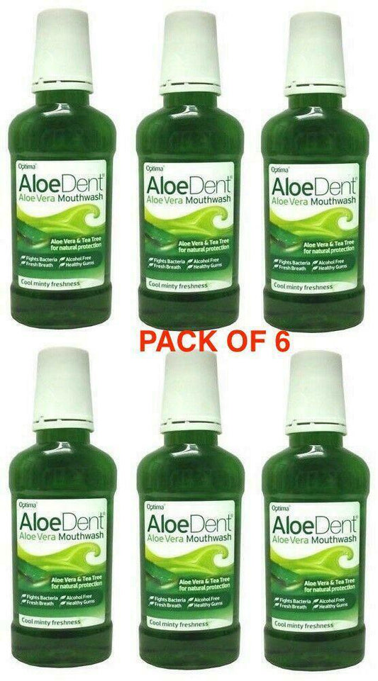 Aloe Dent Fluoride Free Aloe Vera Cool Minty Freshness Mouthwash - Pack of 6