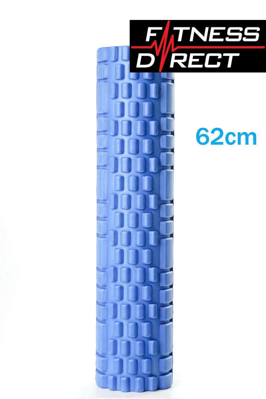 Fitness Direct Foam Roller Trigger Point Texture Massage Yoga Grid Blue 62 x14cm