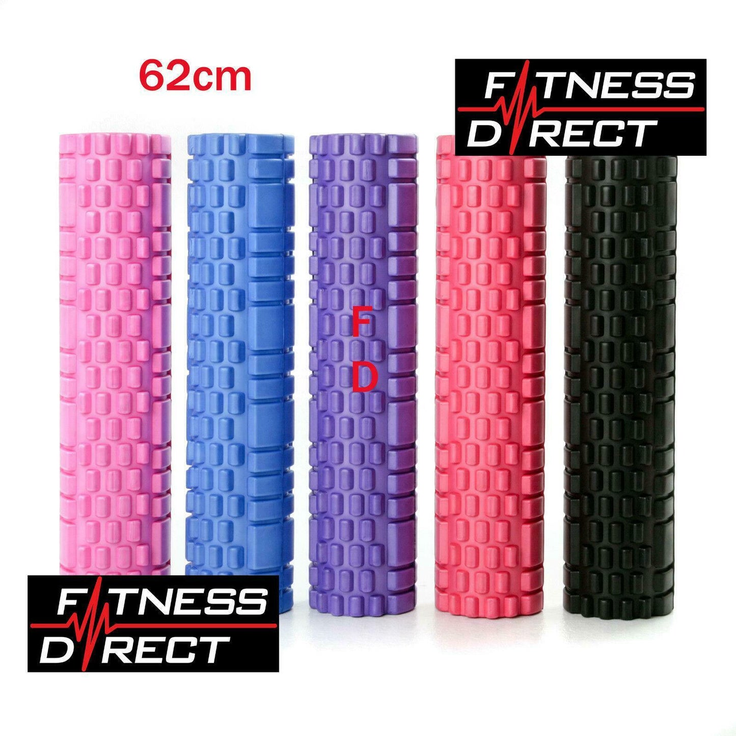 Fitness Direct Foam Roller Trigger Point Textured Massage Yoga Grid Pink 62x14cm