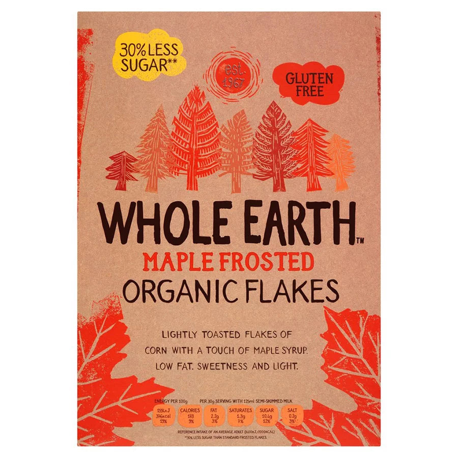 Whole Earth Organic Maple Frosted Flakes 375g Pack of 4