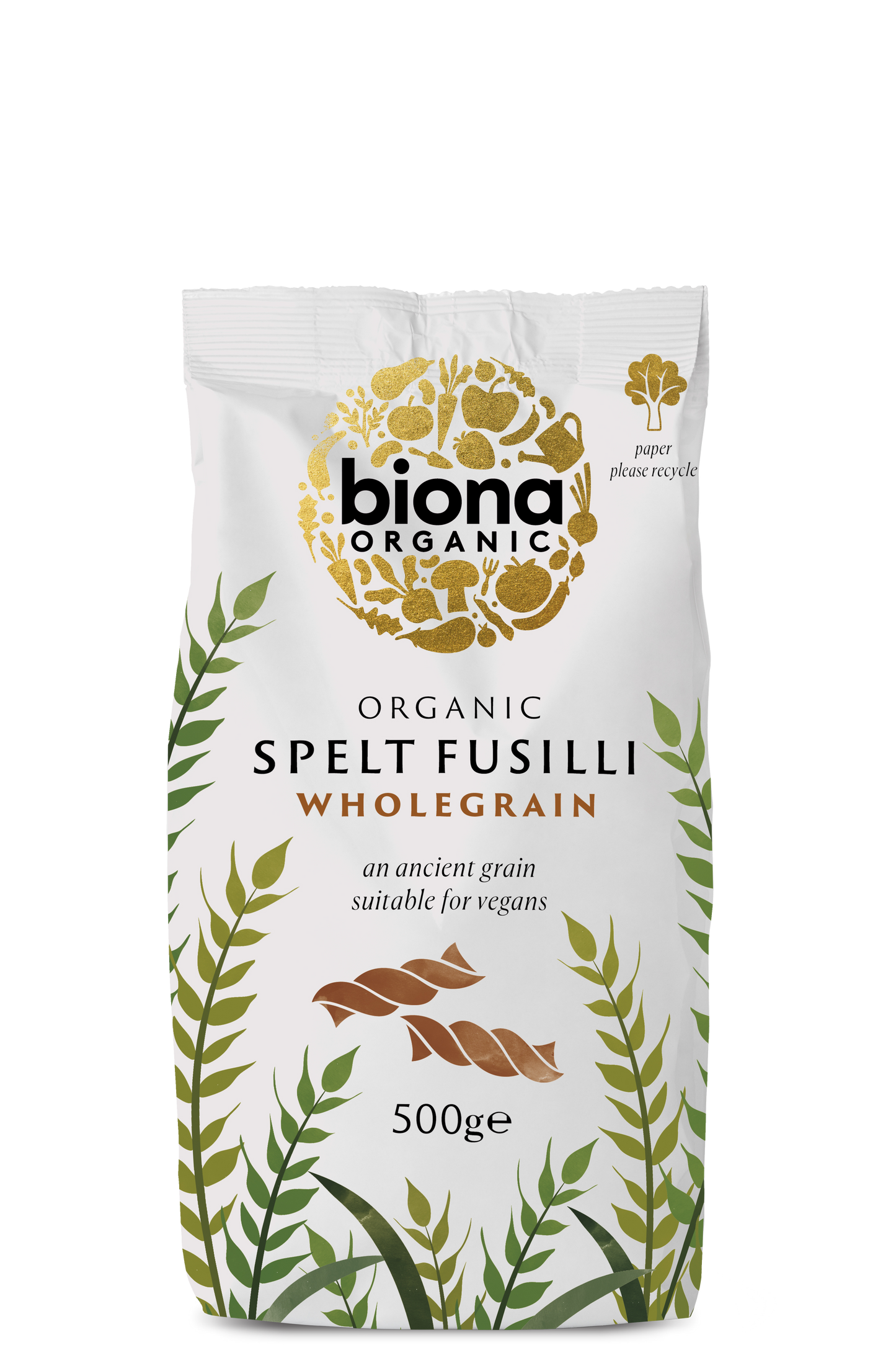Biona Organic Wholemeal Spelt Fusilli 500g -Pack of 6