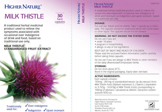 Higher Nature Milk Thistle 30 Capsules