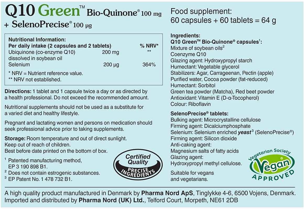 Pharma Nord Bio Quinone 10 Green & Free Seleno Precise 60 Tabs + 60 Caps