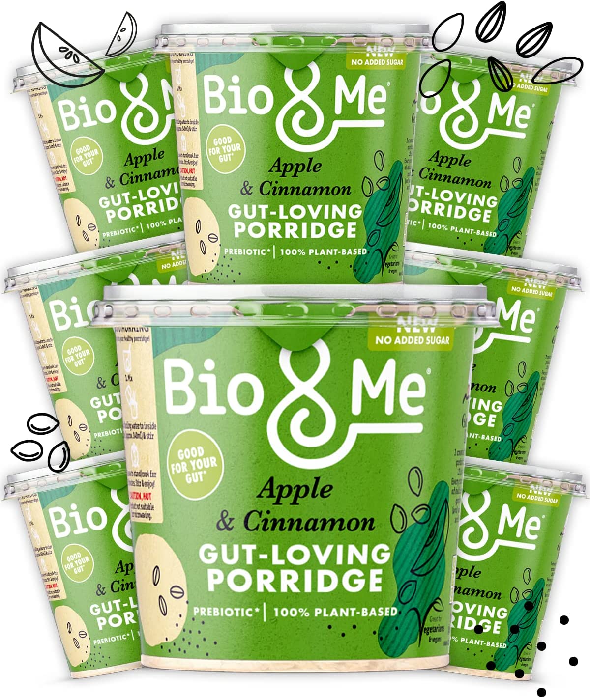 Bio&Me Apple & Cinnamon Gut-Loving Porridge Pot Pack of 8