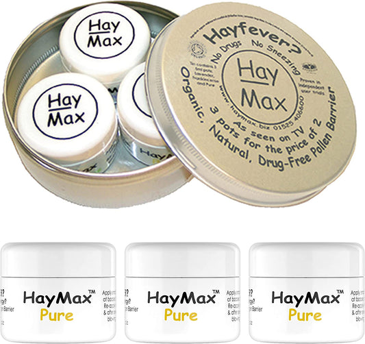 HayMax Organic Allergen Barrier Balm Triple Tin Pack Pure Best Before End Feb 24