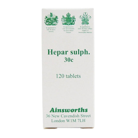 Ainsworths Hepar Sulph 30C Single Counter Remedy 120 tabs
