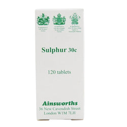 Ainsworths Sulphur 30C Single Counter Remedy 120 tabs
