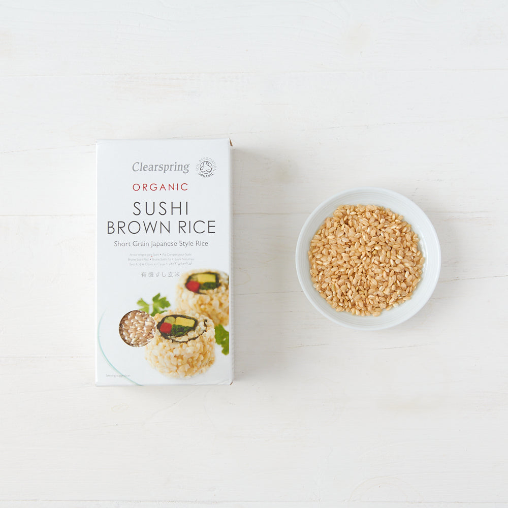 Clearspring Organic Sushi Brown Rice Short Grain Japanese Style Pack of 4