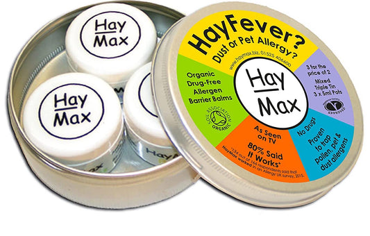HayMax Organic Allergen Barrier Balm Triple Tin Pack Pure, Aloe & Lavender