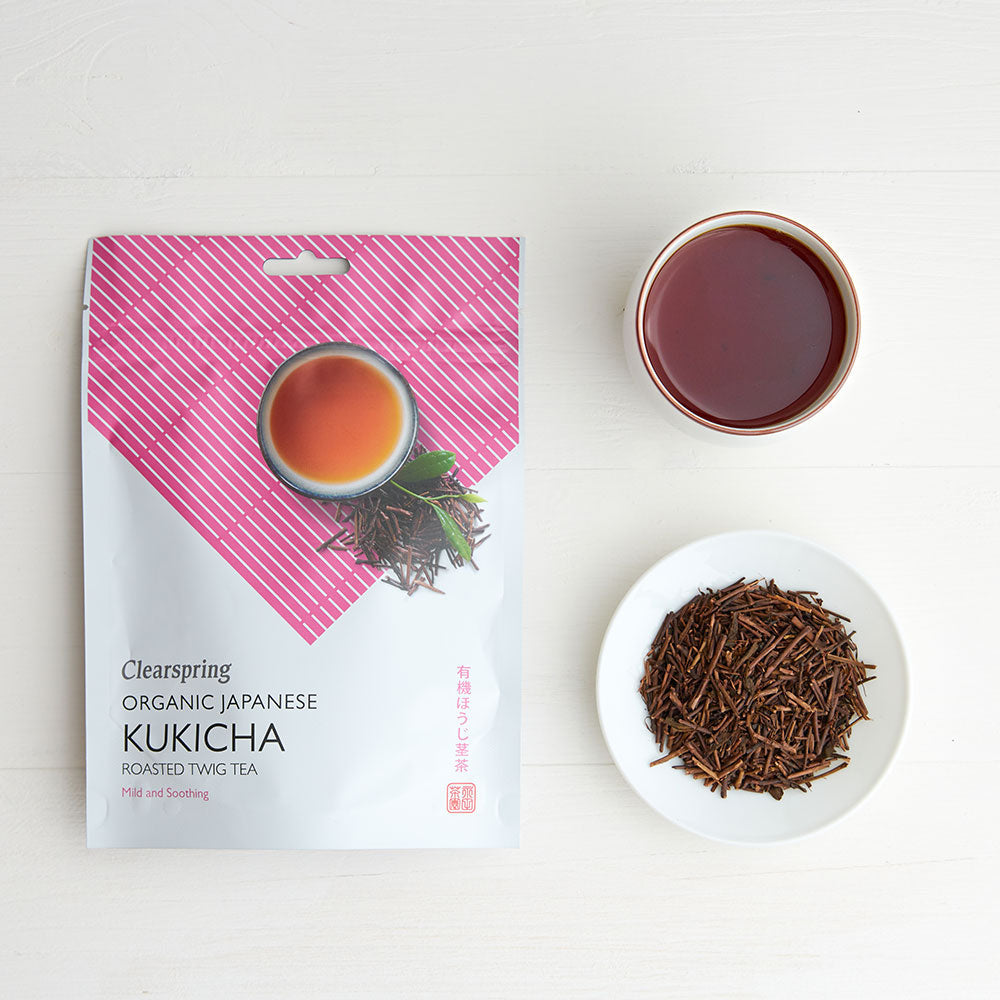 Clearspring Organic Japanese Roasted Twig Tea Kukicha loose 90g Pack of 4