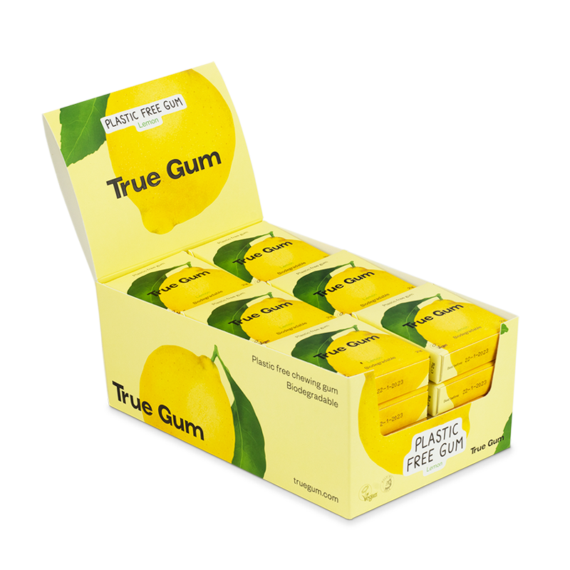 True Gum Plastic-free chewing gum - Lemon Pack of 24