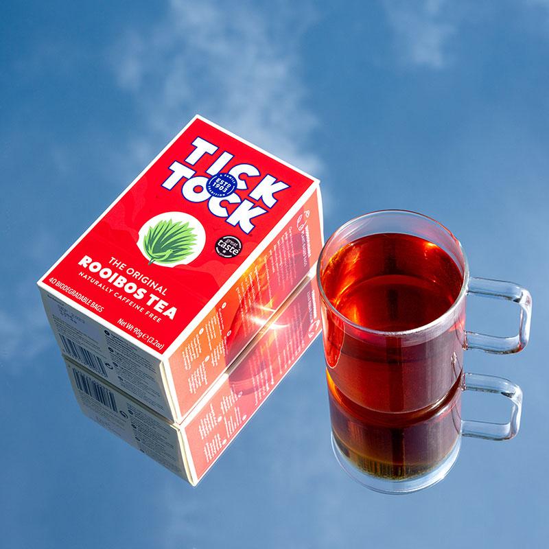 Tick Tock Organic Rooibos Tea 80 Biodegradable Bags, 180g Pack of 4