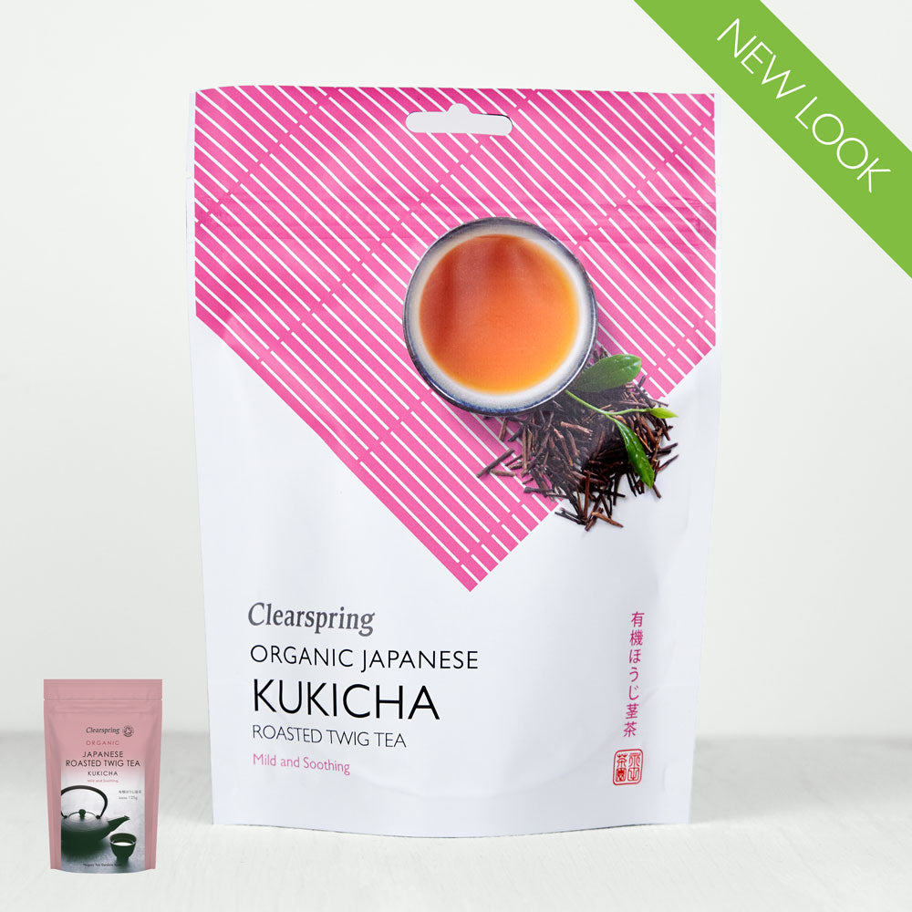 Clearspring Organic Japanese Roasted Twig Tea Kukicha loose 90g Pack of 4