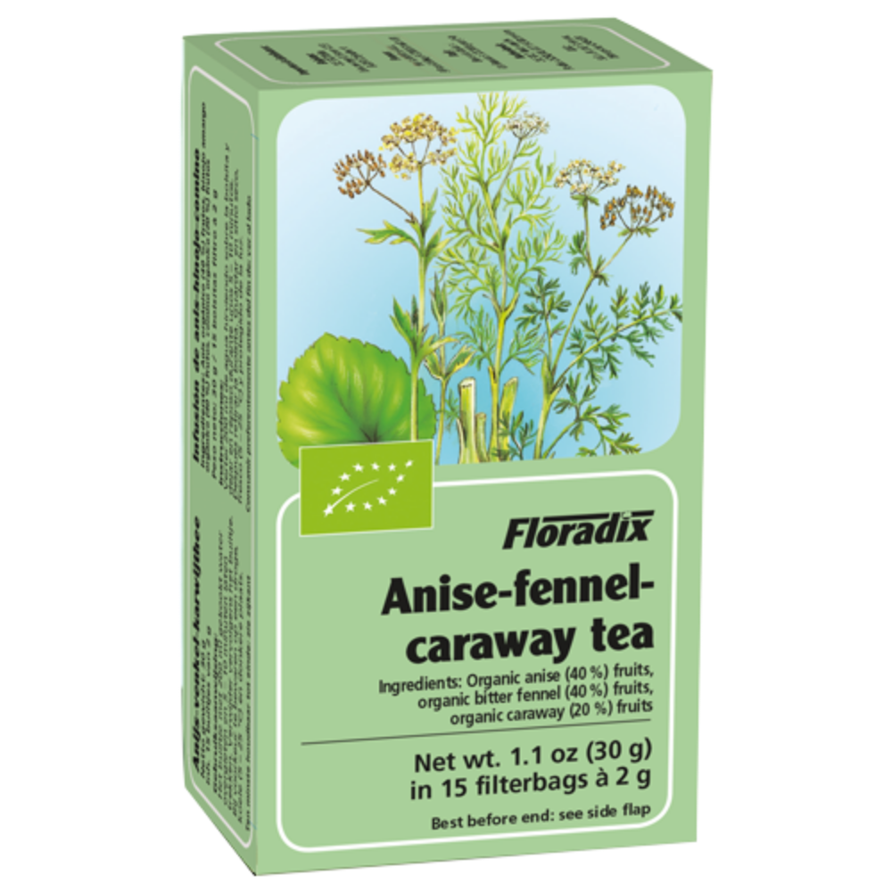 Floradix Organic Anise, Fennel and Caraway Herbal Tea 15 Bags Pack of 6