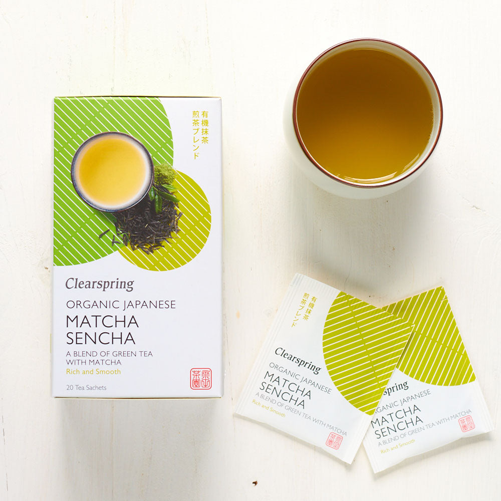 Clearspring Organic Japanese Matcha Sencha 20 Tea Sachets Teabags Pack of 4