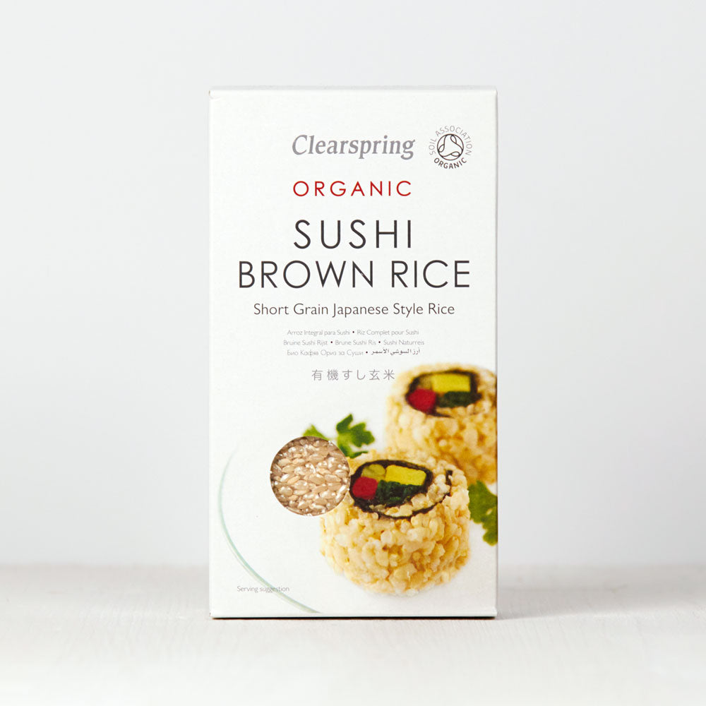 Clearspring Organic Sushi Brown Rice Short Grain Japanese Style Pack of 4